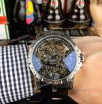 Copy Roger Dubuis Excalibur 46 Skeleton Men Watch SS Black Leather Strap_th.jpg